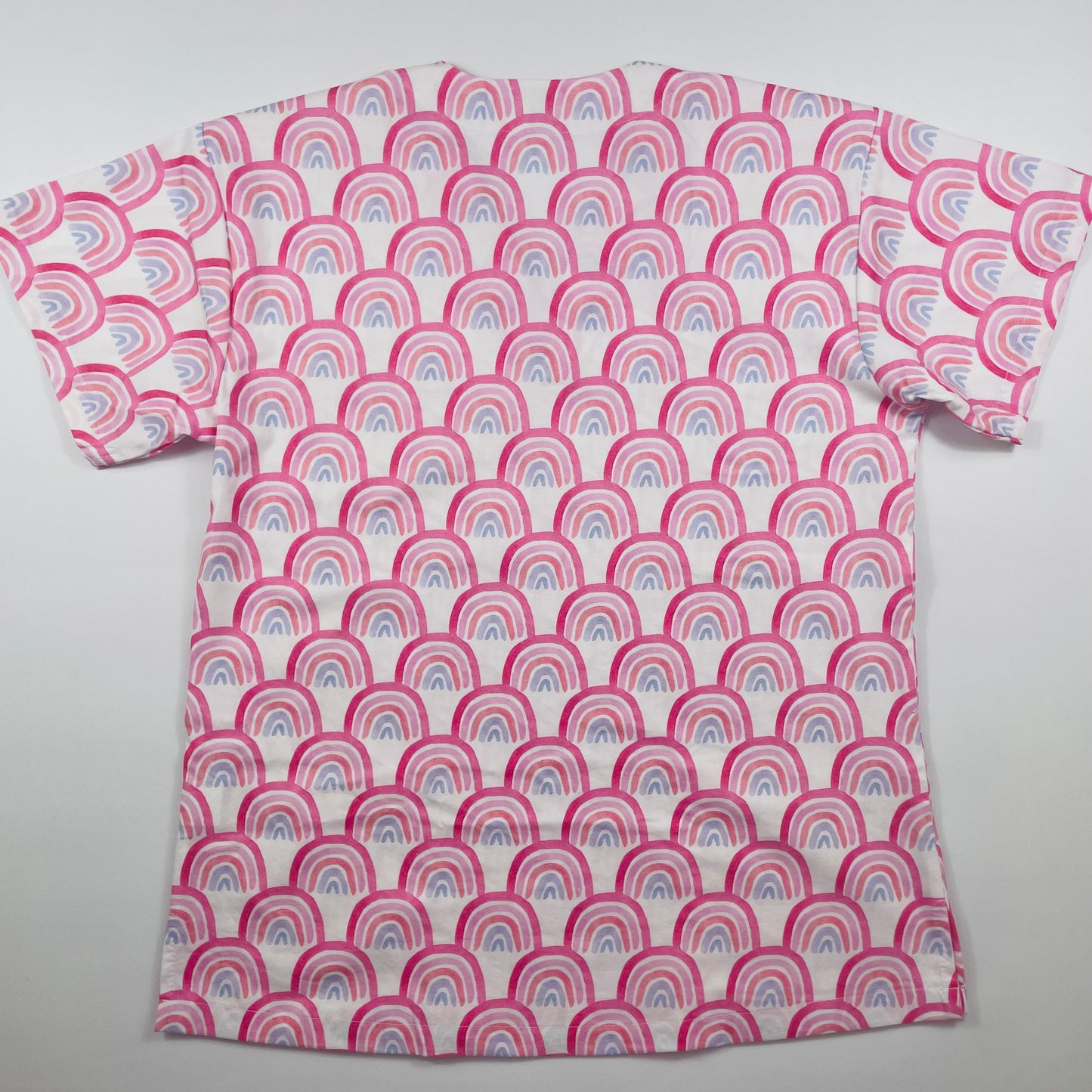 Pink Rainbows Fun Scrub Top - last one Relaxed fit S!
