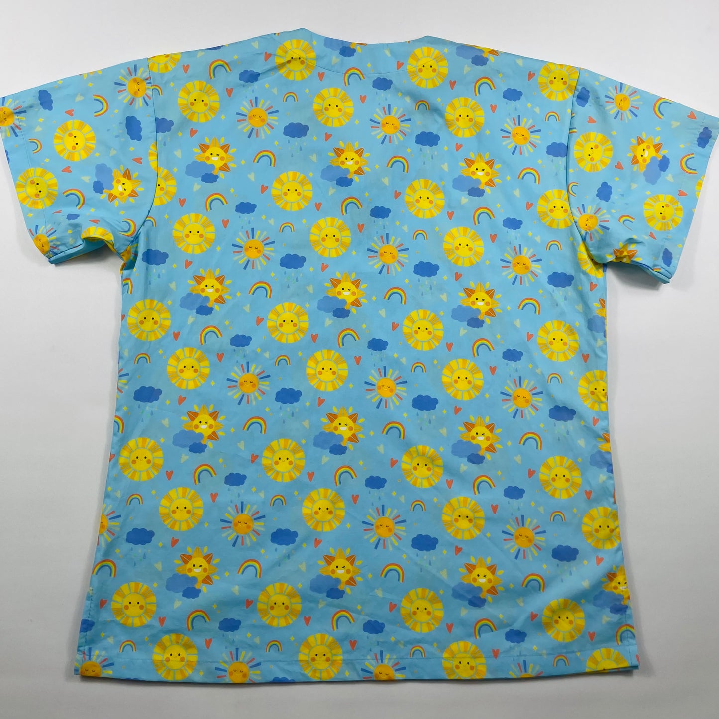 Sunny Days Blue Fun Scrub Top - last one Relaxed Fit M!