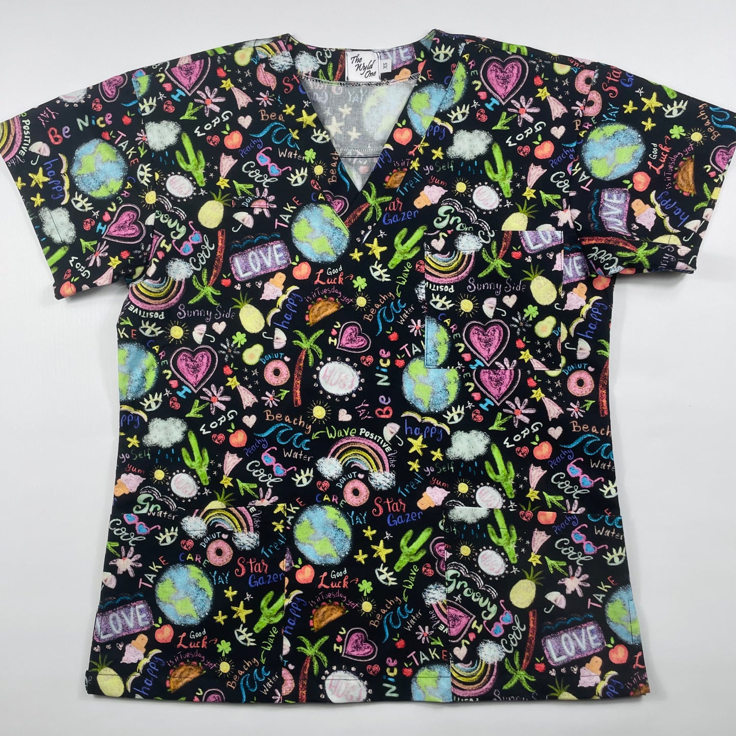 The Chalkboard Fun Scrub Top - last one Relaxed fit XS!
