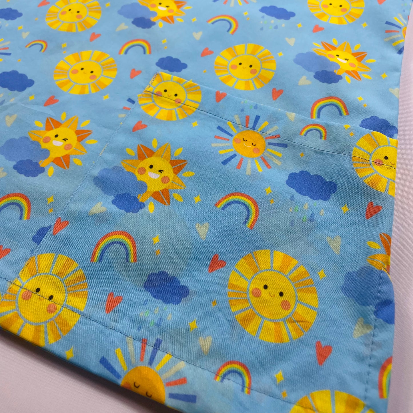 Sunny Days Blue Fun Scrub Top - last one Relaxed Fit M!