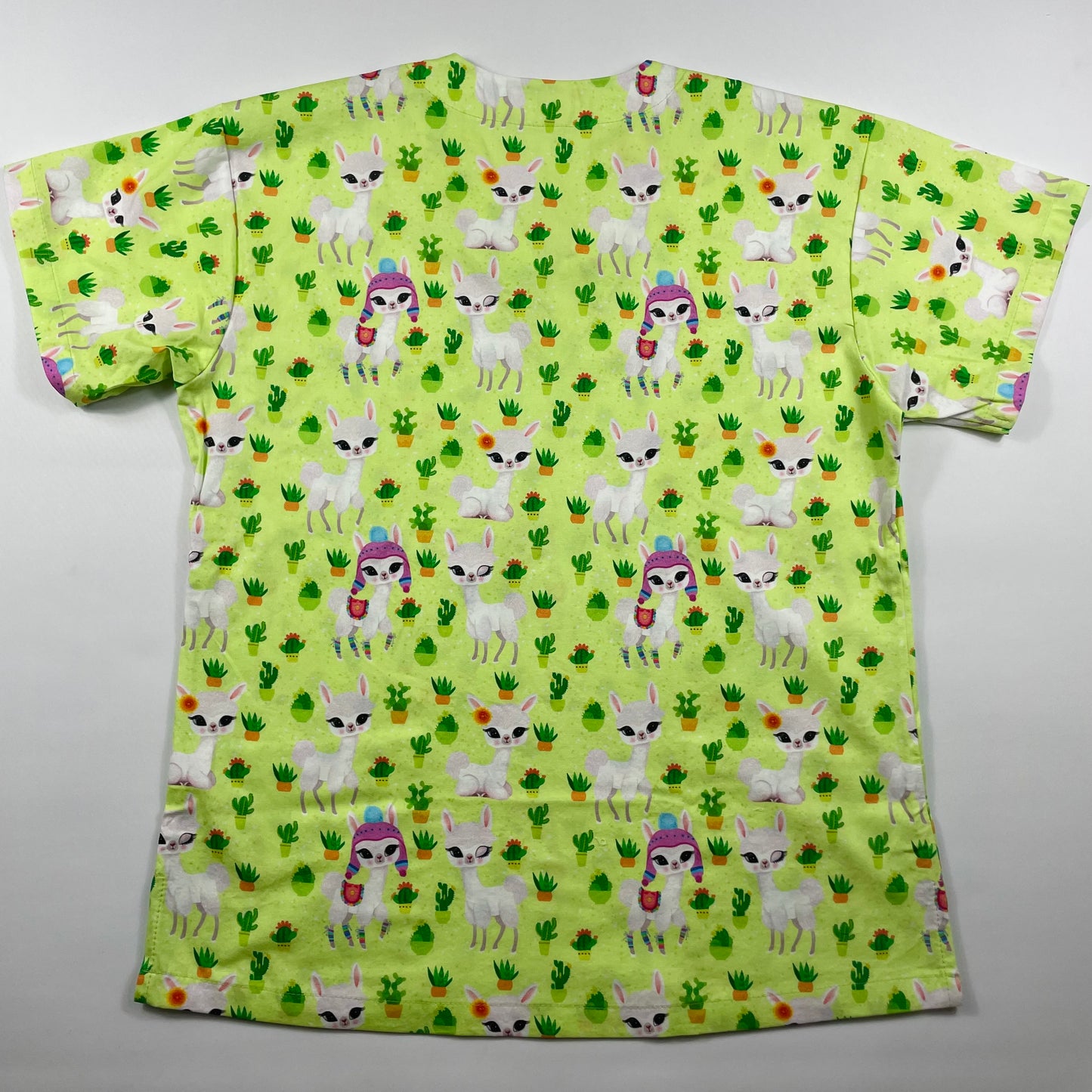 Llamas in the Garden Fun Scrub Top - last one Relaxed Fit S!