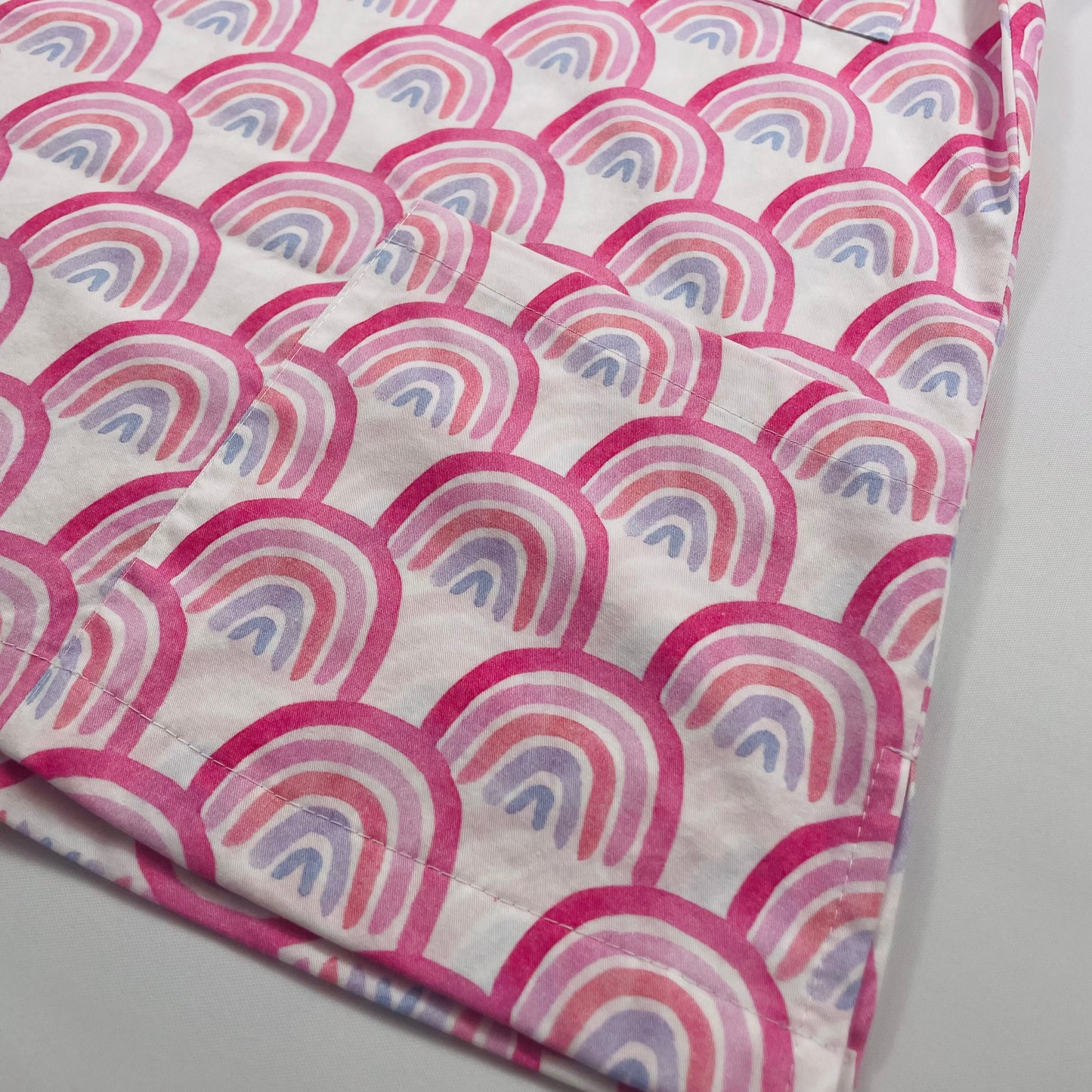 Pink Rainbows Fun Scrub Top - last one Relaxed fit S!