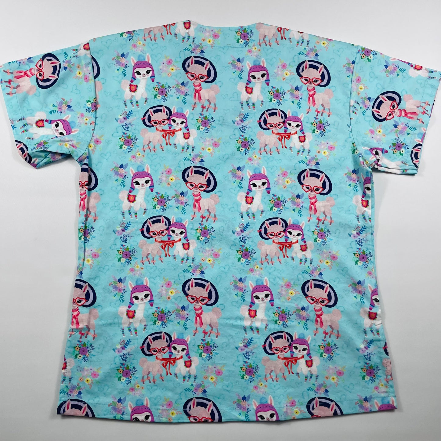 Llama Lovers Fun Scrub Top - last one Relaxed Fit S!