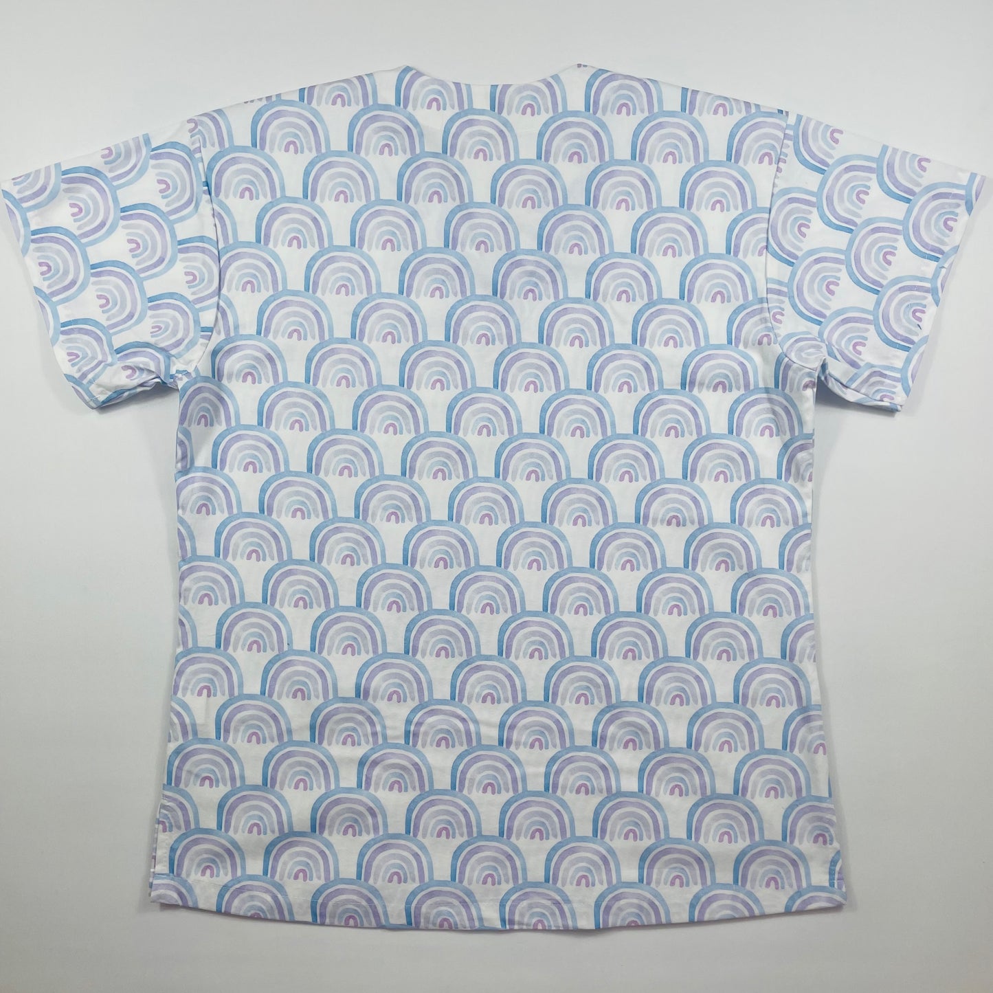 Purple Rainbows Fun Scrub Top - last one Relaxed fit S!