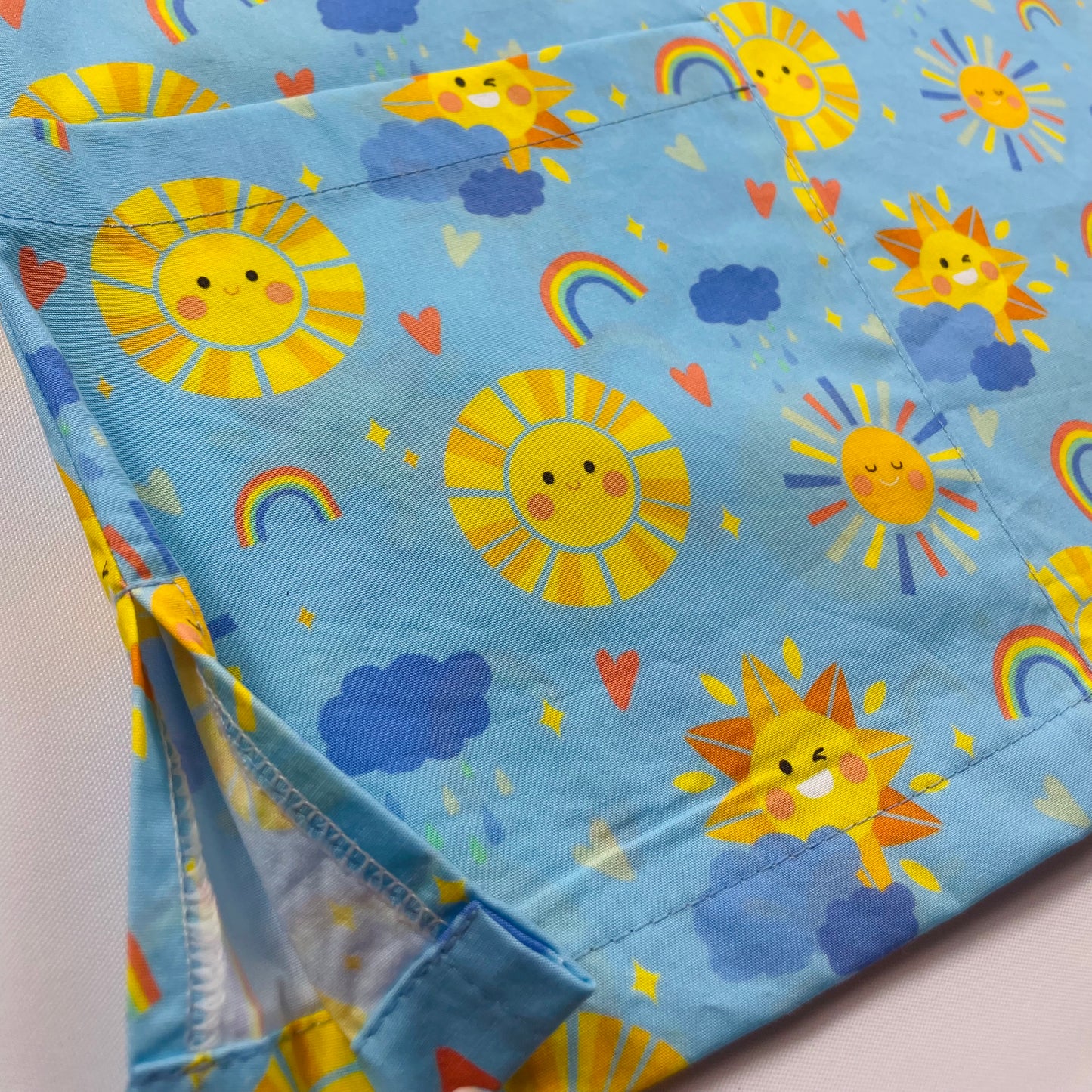 Sunny Days Blue Fun Scrub Top - last one Relaxed Fit M!