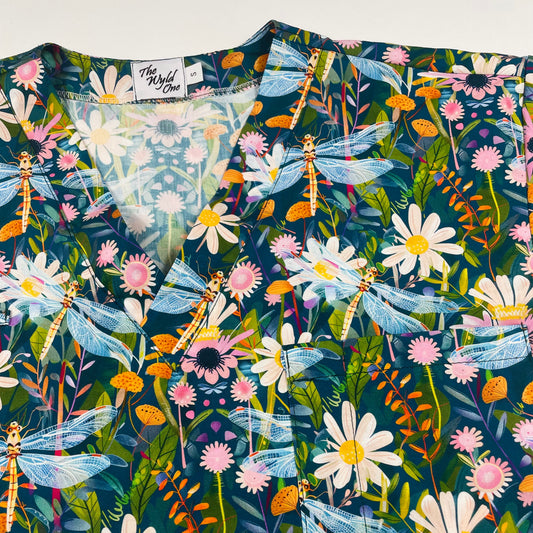 Midnight Meadow Fun Scrub Top
