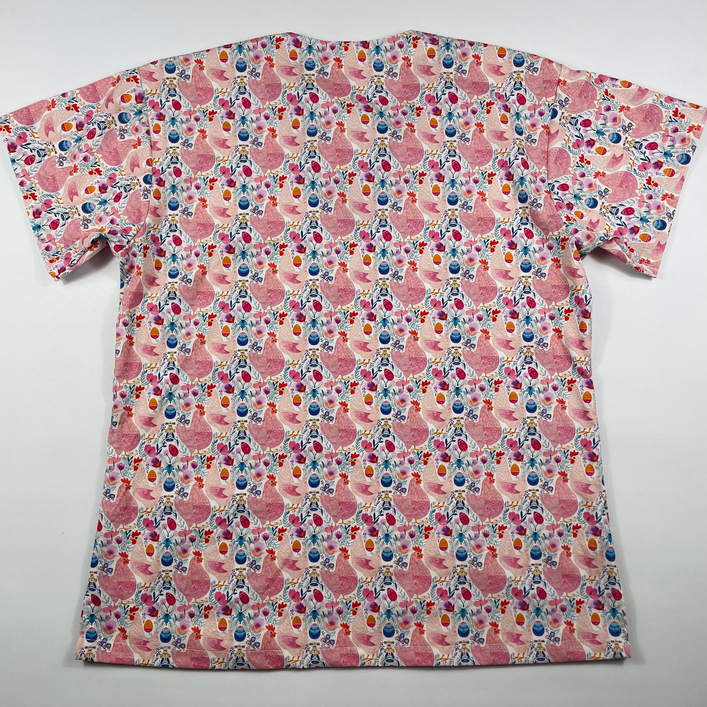 Easter Hens Fun Scrub Top - last one relaxed fit XS!