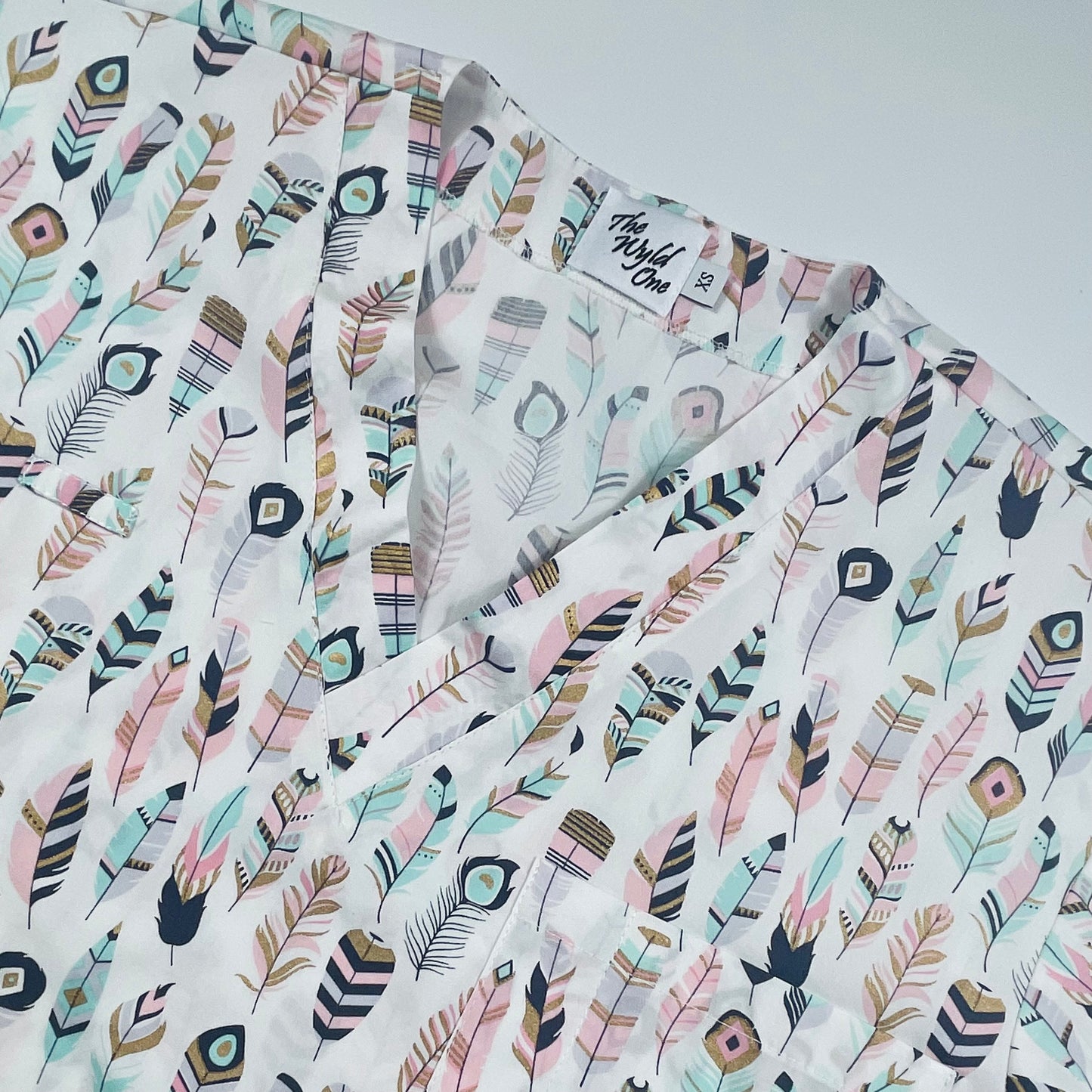 Feathers Fun Scrub Top - last one Relaxed fit XS!