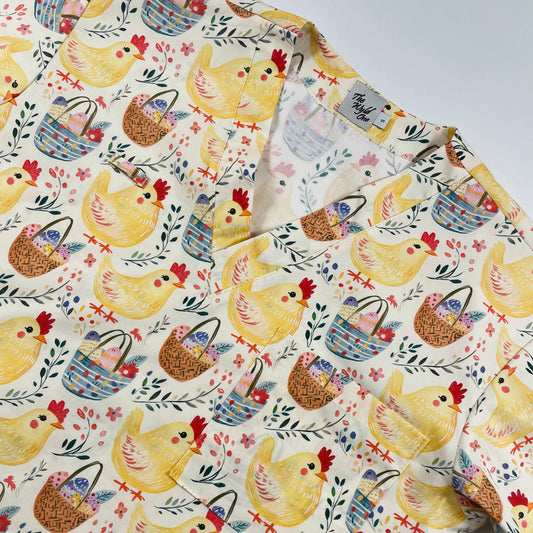 Easter Baskets Fun Scrub Top