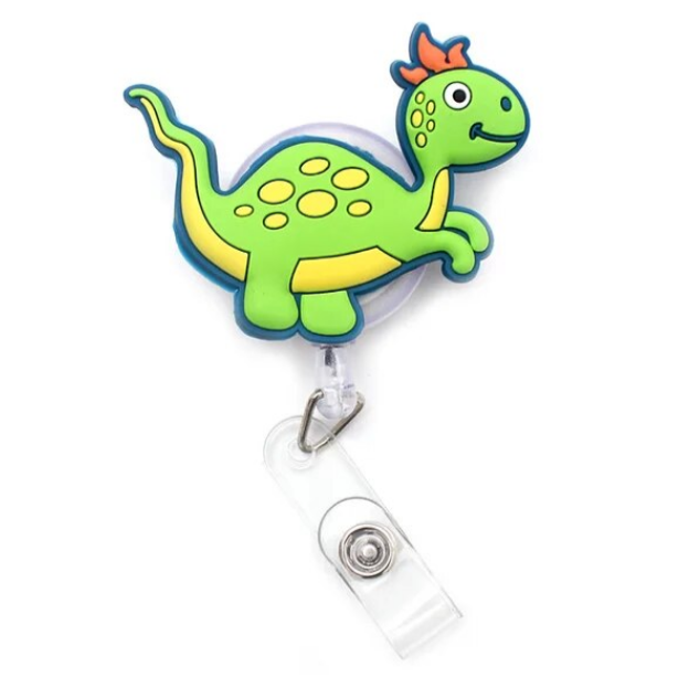 Bright Green Dinosaur Badge Reel