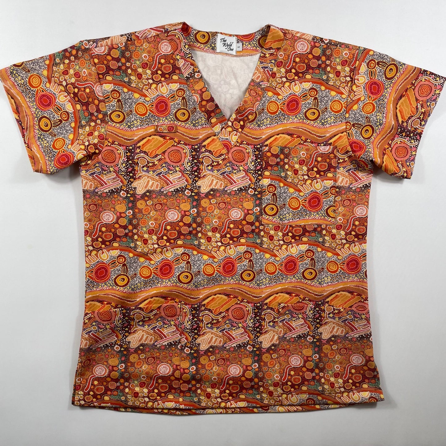 Orange Country Fun Scrub Top - last one relaxed fit XL!