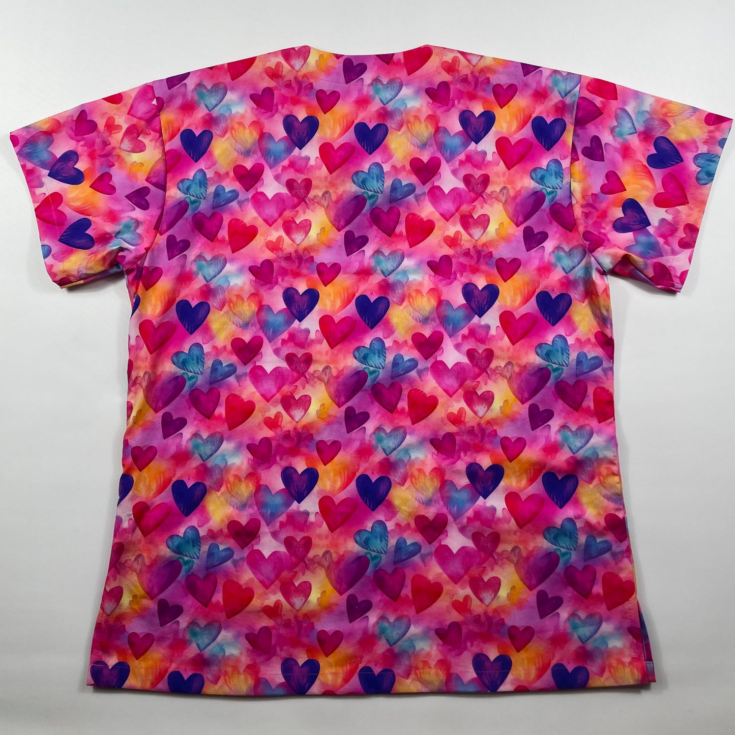 Valentines Hearts Fun Scrub Top - last one relaxed fit L!