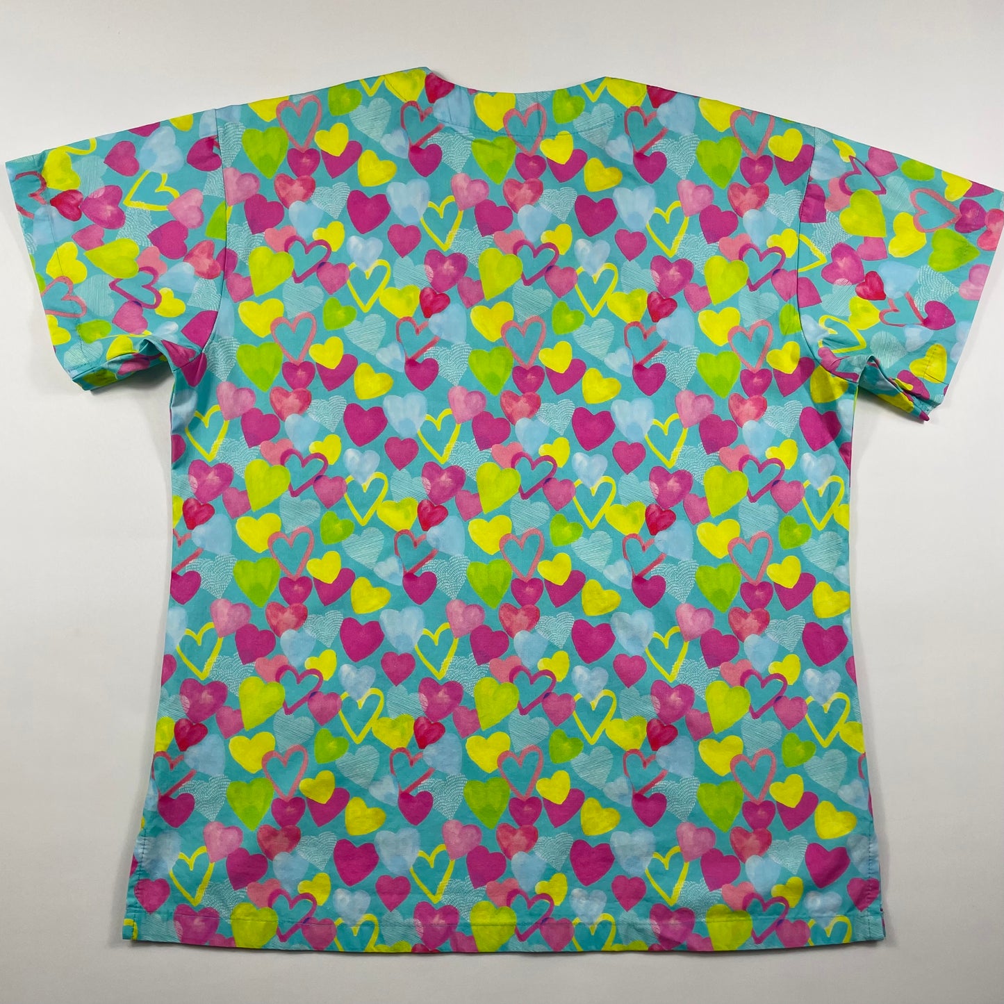 Rainbow Hearts Fun Scrub Top - last one relaxed fit XS!