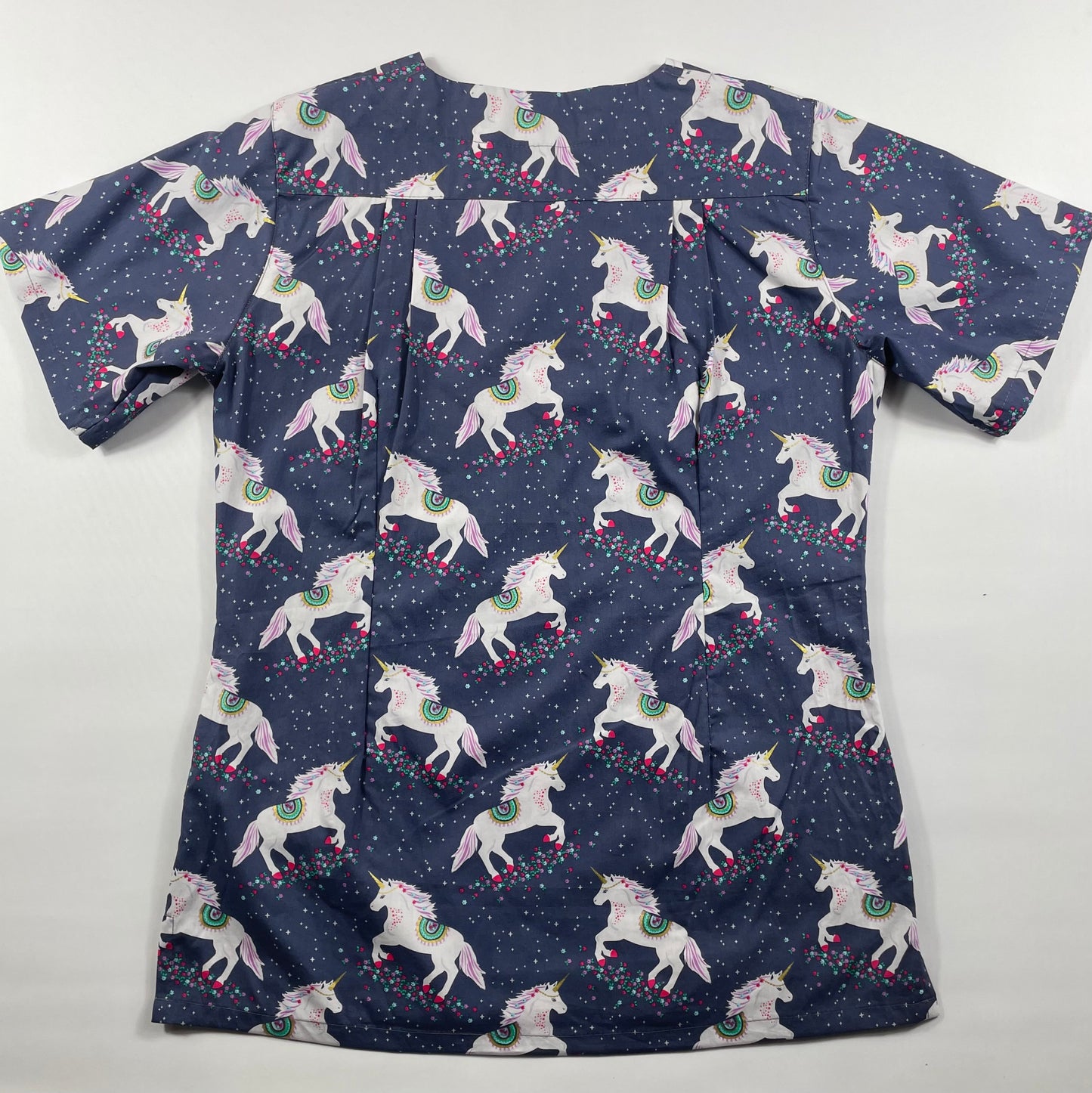 Unicorn Sparkle with glitter Fun Scrub Top - last one Princess seam 10 & 12!