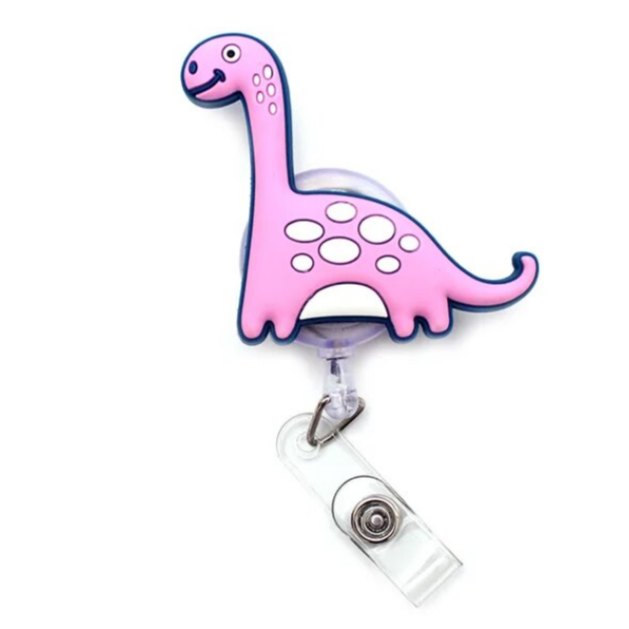 Pink Dinosaur Badge Reel