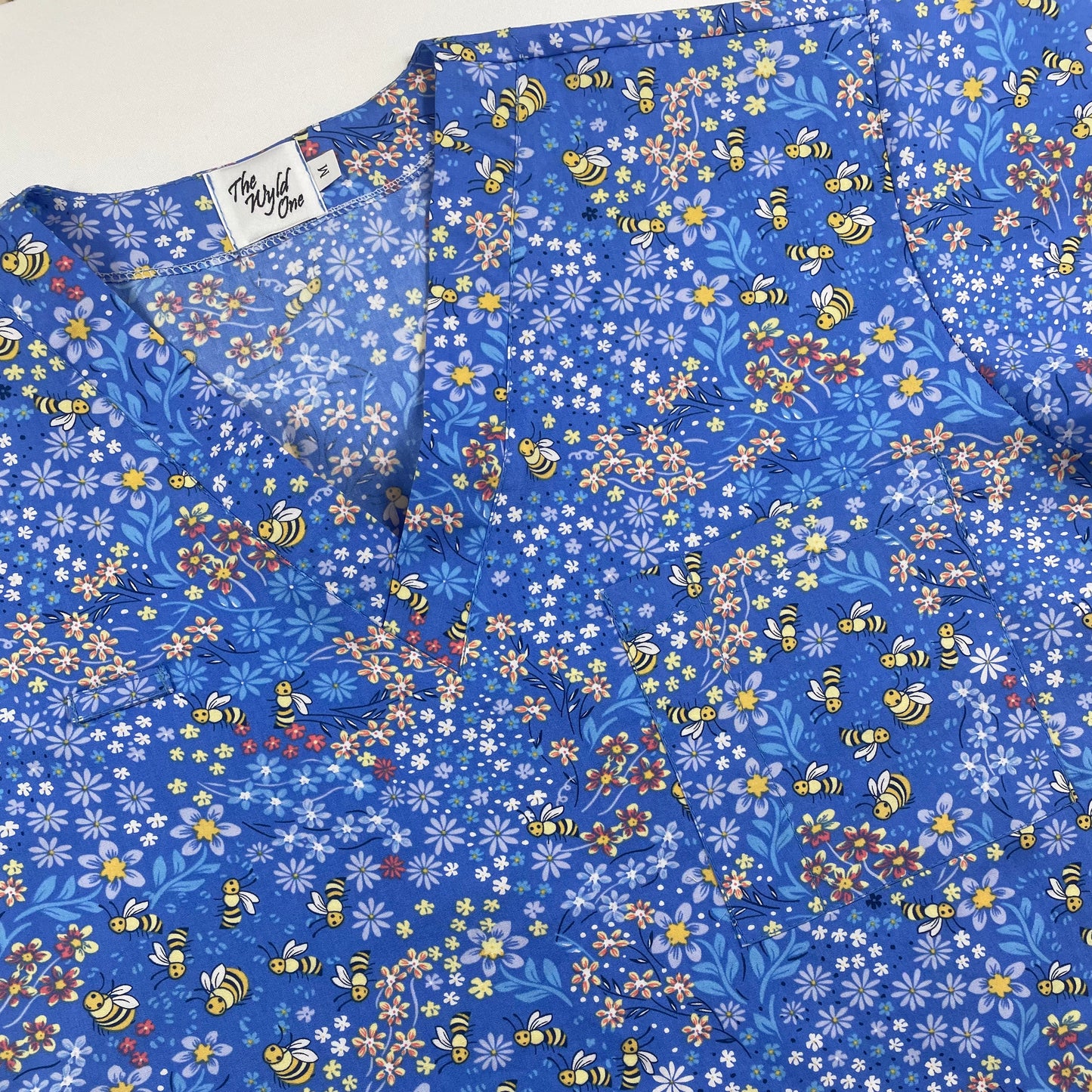 Blue Bees & Flowers Scrub Sets - made to order