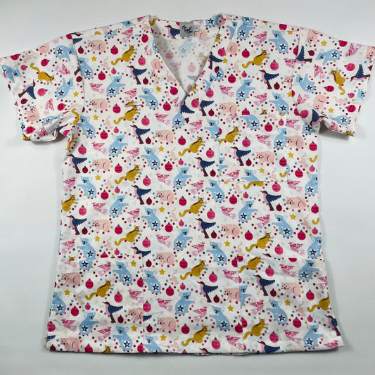 Festive Fauna Fun Scrub Top - last one Relaxed fit S!