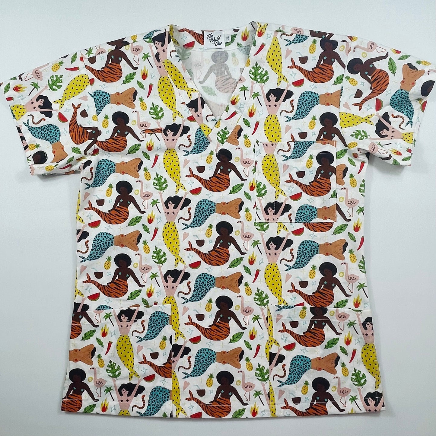 SECONDS - Frolicking Fancies Fun Scrub Top - relaxed XS only!