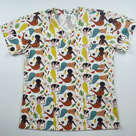 SECONDS - Frolicking Fancies Fun Scrub Top - relaxed XS only!
