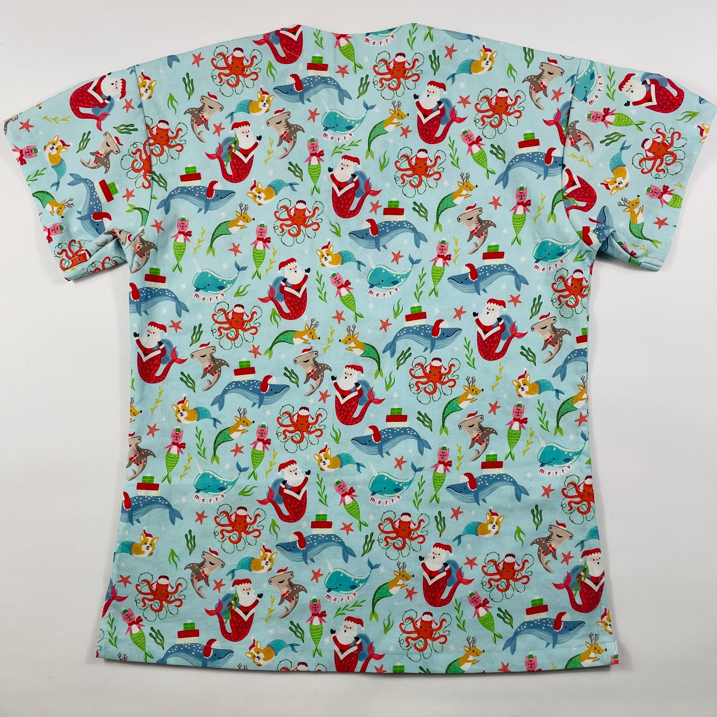 A Whale of a Christmas Fun Scrub Top - last one Relaxed fit XXS!