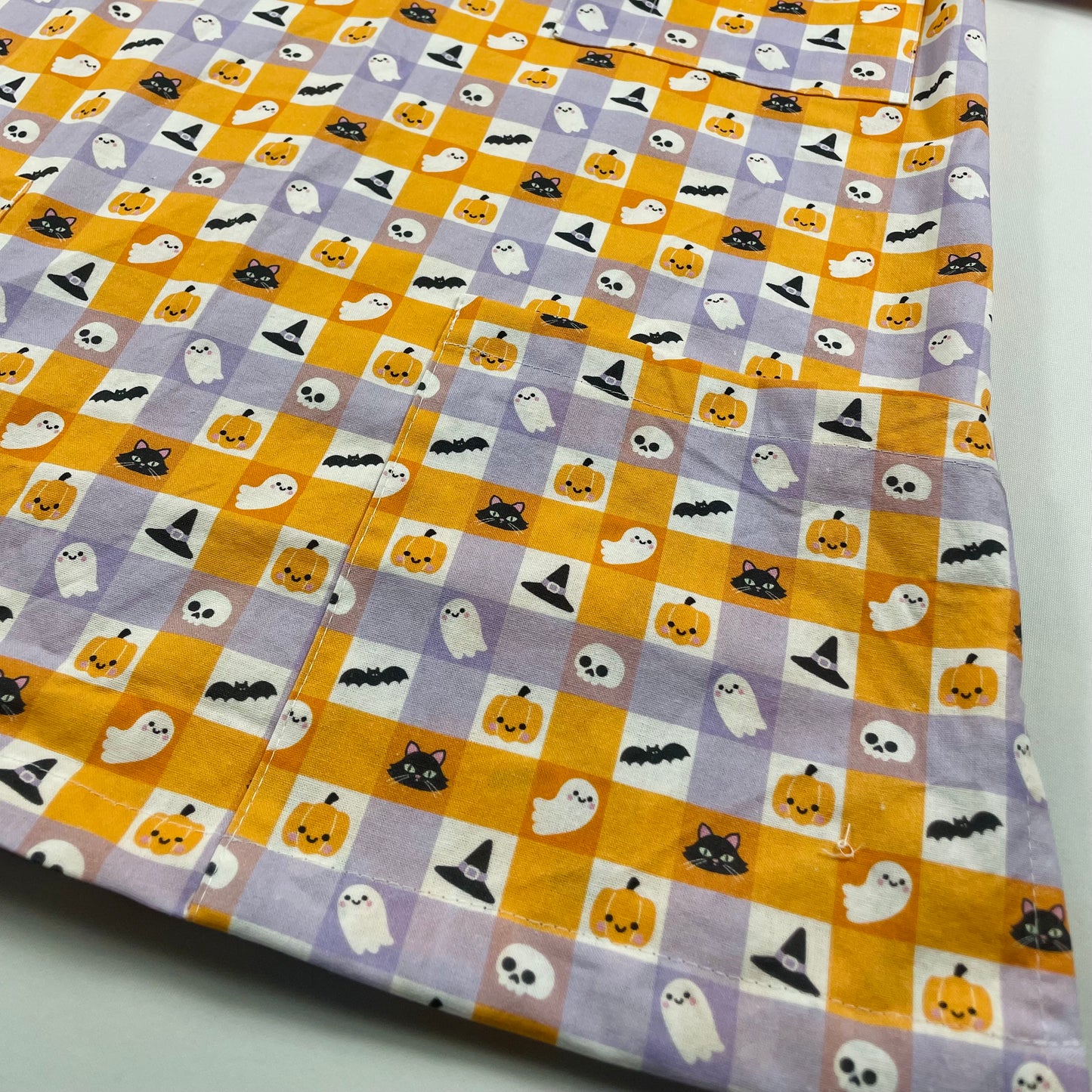 Spooky Gingham Fun Scrub Top - last one Relaxed fit XS! (Copy)