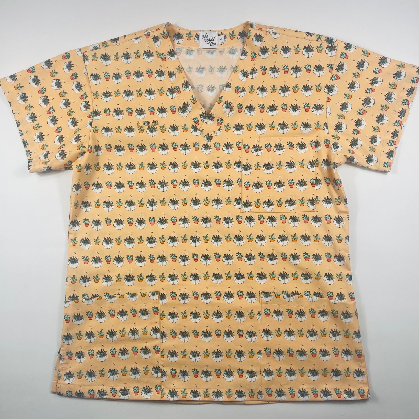 Succulents Fun Scrub Top - last one Relaxed fit S!