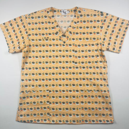 Succulents Fun Scrub Top - last one Relaxed fit S!