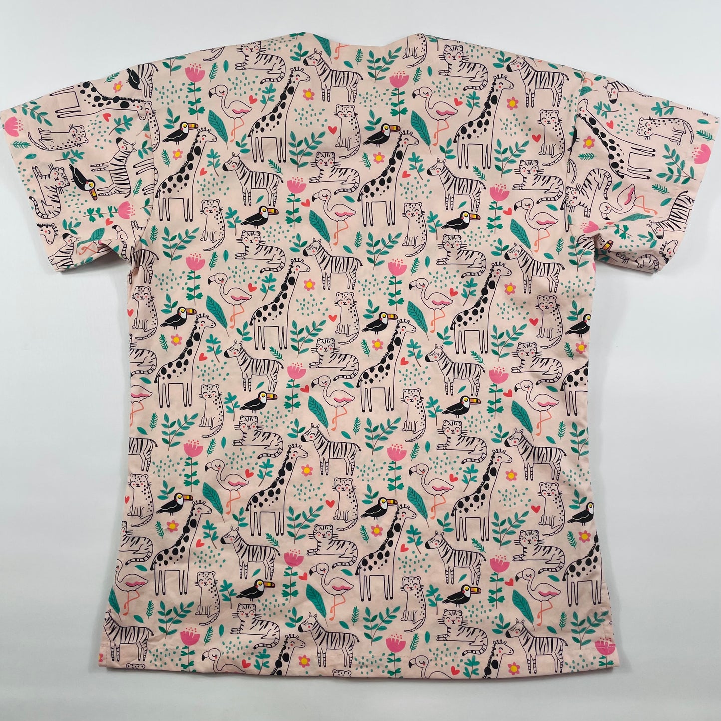 Pink Jungle Fun Scrub Top - last one Relaxed Fit XXS!