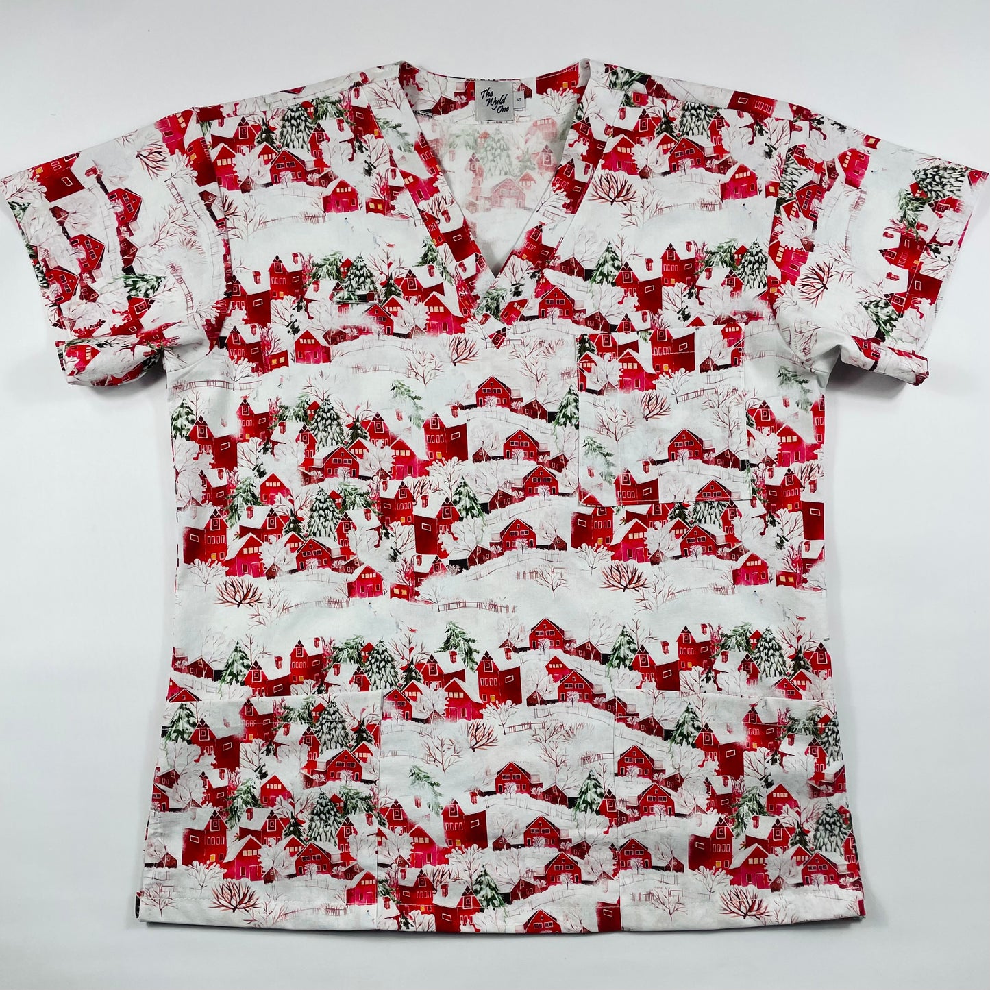 The Christmas Village Fun Scrub Top - last one Relaxed fit S!