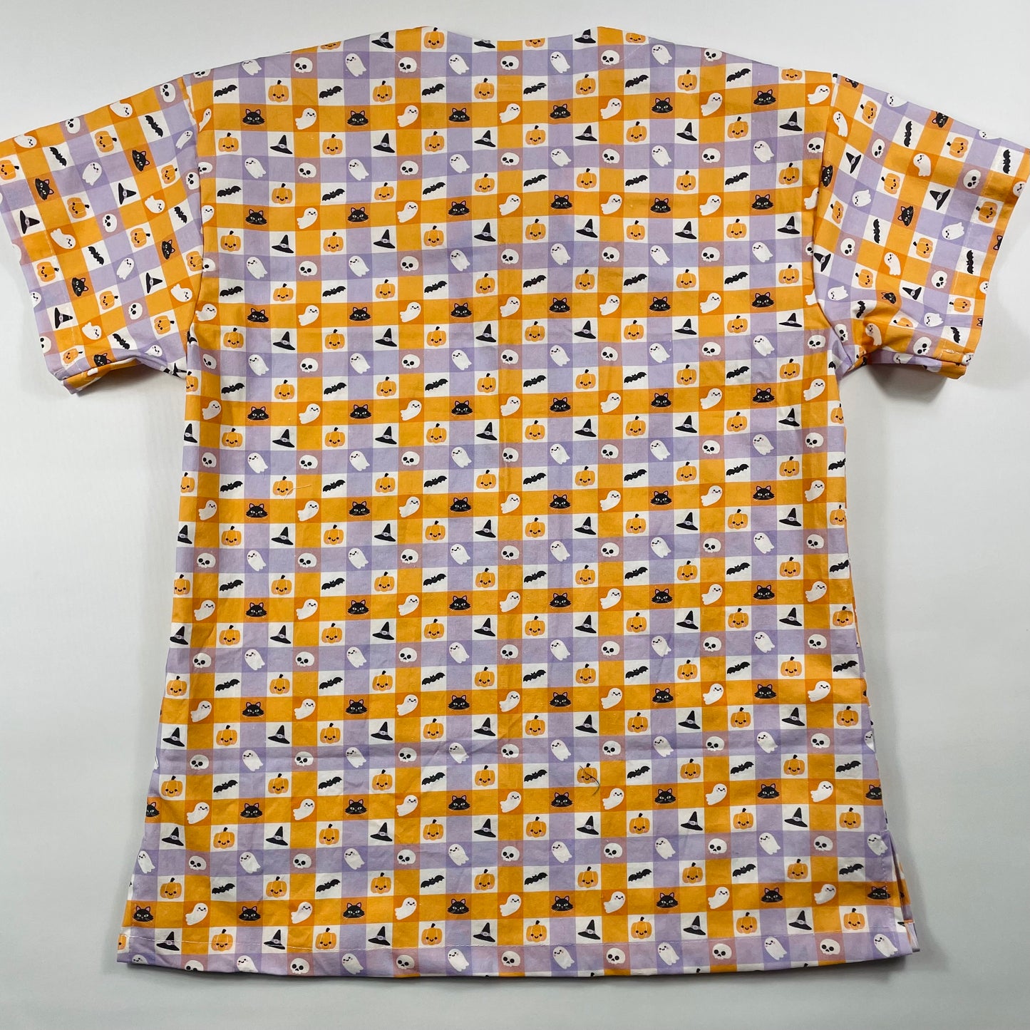 Spooky Gingham Fun Scrub Top - last one Relaxed fit XS! (Copy)