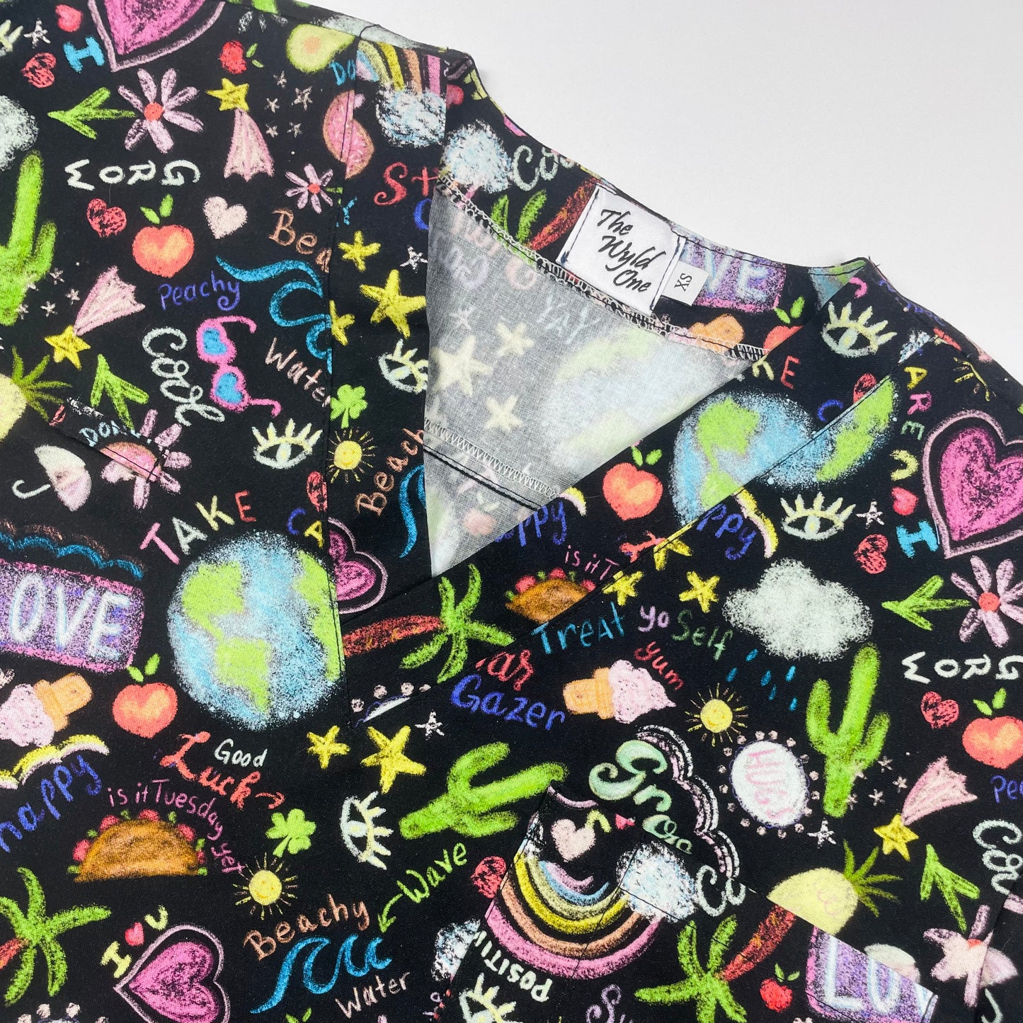 The Chalkboard Fun Scrub Top - last one Relaxed fit XS!