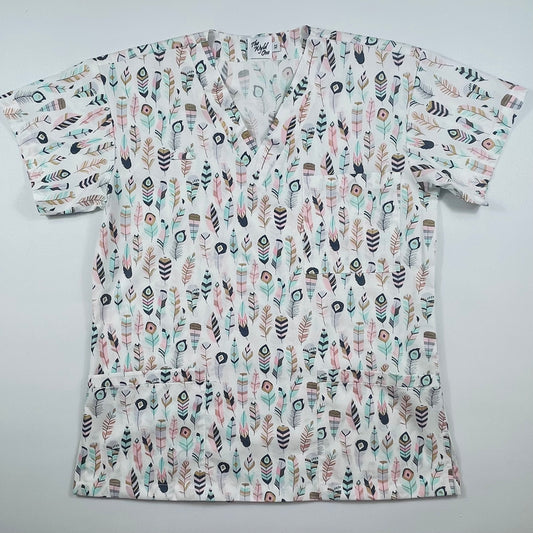 Feathers Fun Scrub Top - last one Relaxed fit XS!