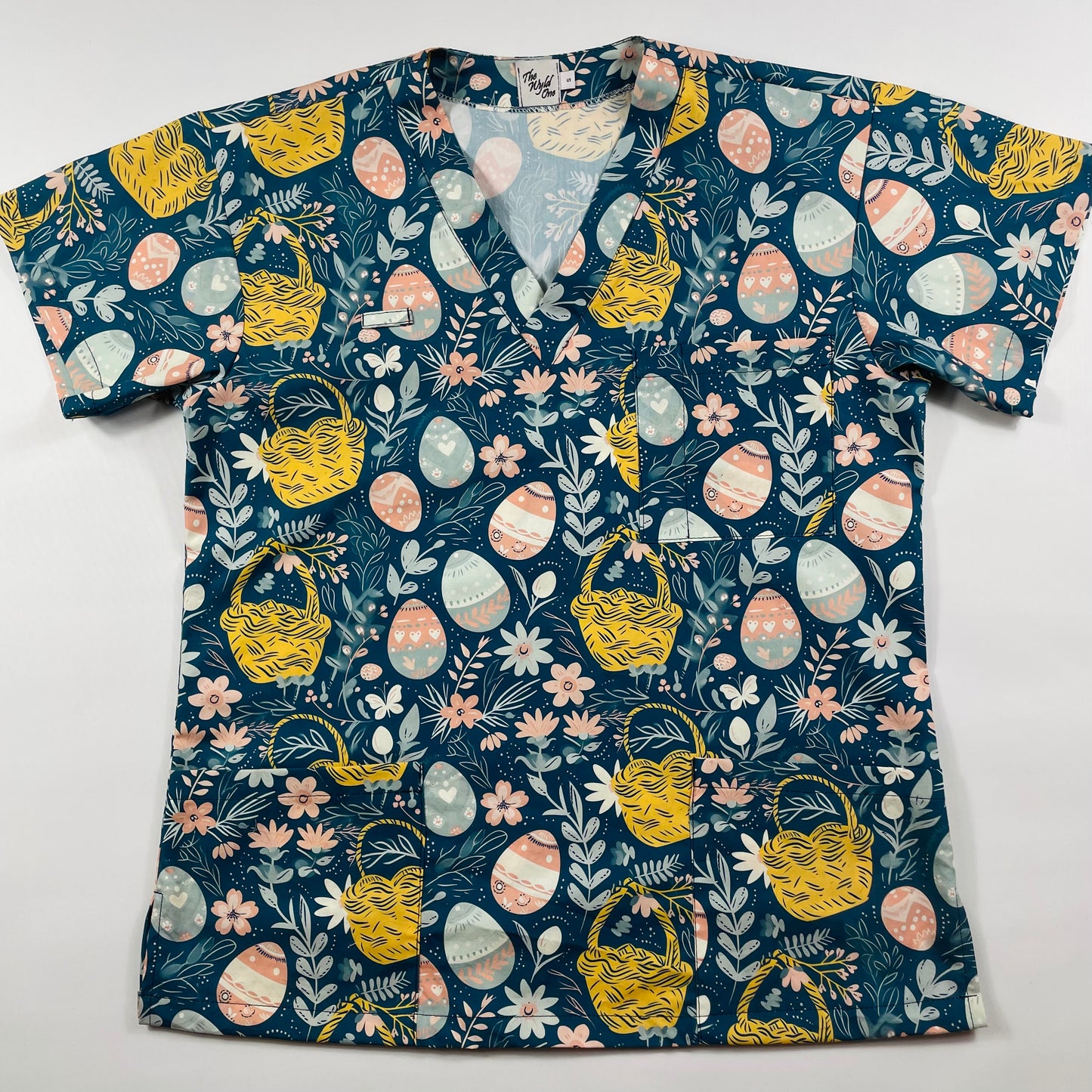 Egg Hunt in the Garden Fun Scrub Top - last sizes!