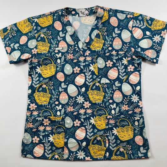 Egg Hunt in the Garden Fun Scrub Top - last sizes!
