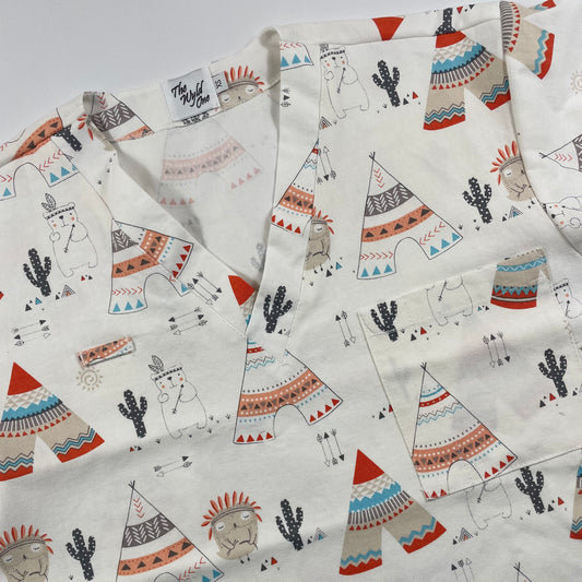 Teepees Fun Scrub Top - last one Relaxed Fit XS!