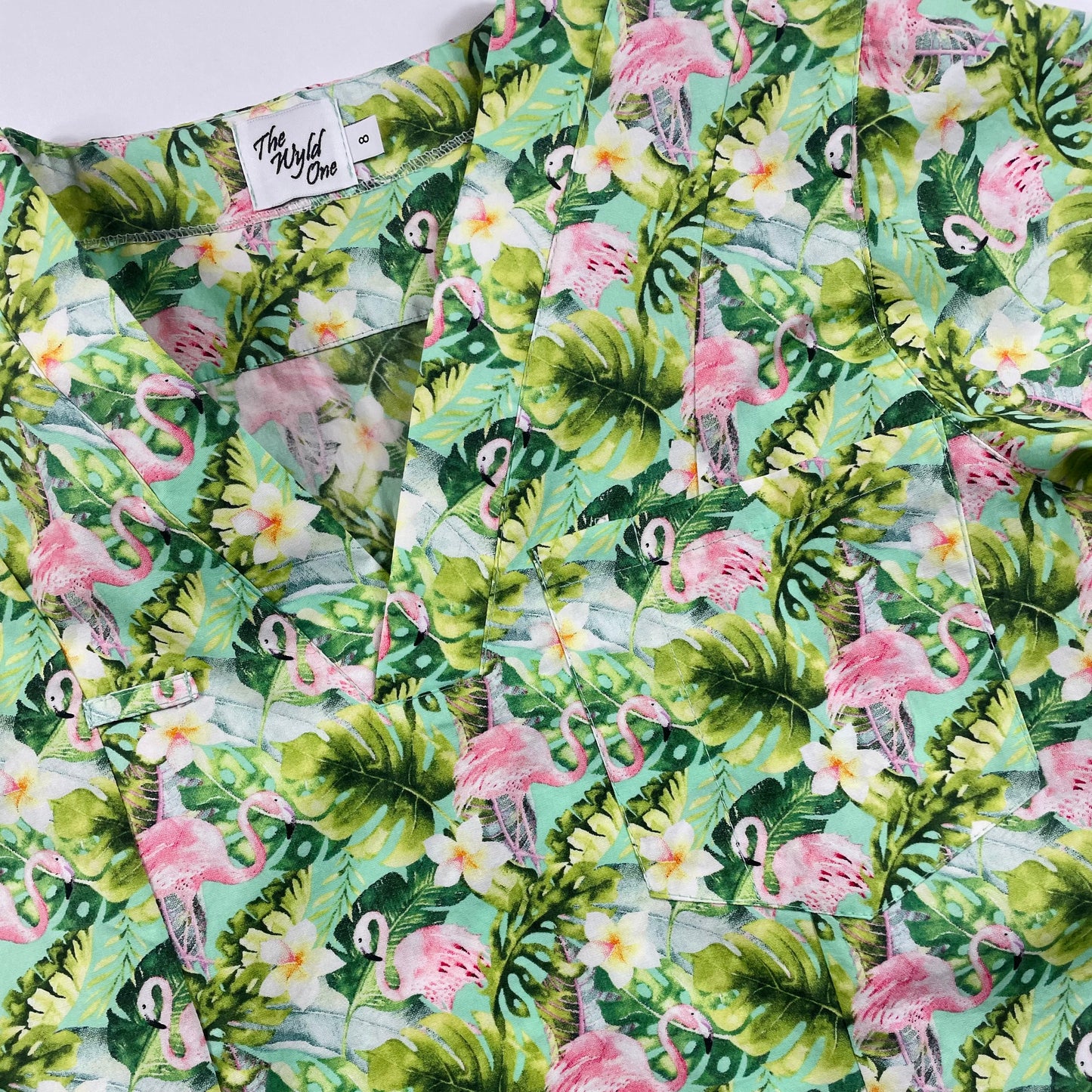 Flamingo Paradise Fun Scrub Top - last one Princess seam 8!