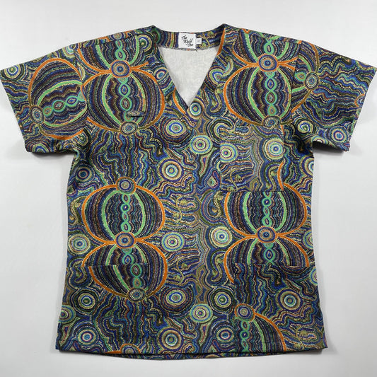 Goanna Dreaming Turquoise Fun Scrub Top