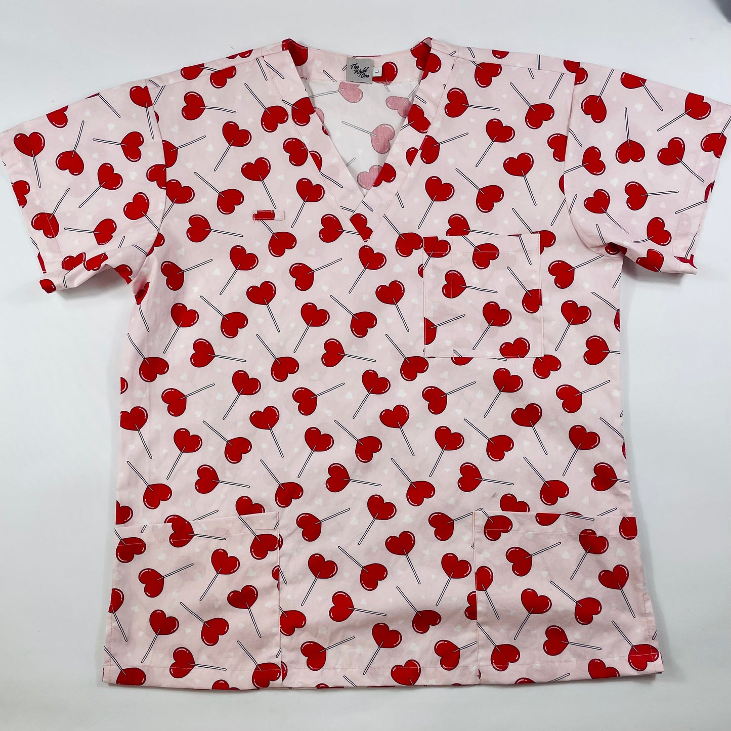 Lollipop Hearts Fun Scrub Top - last one Relaxed fit L!