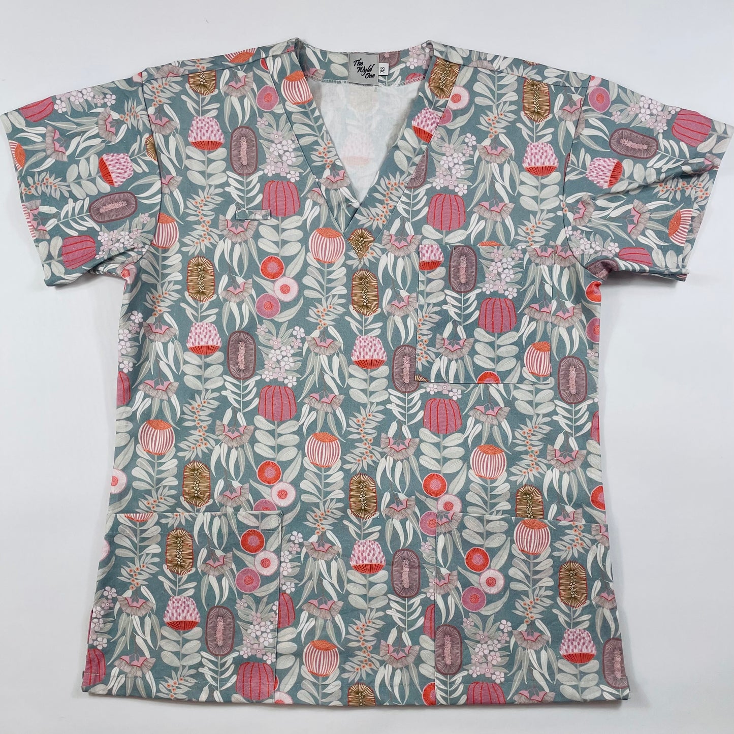 The Waratah Fun Scrub Top - last one Relaxed fit XS!