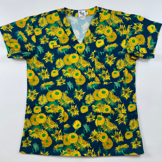 The Sunflower Fun Scrub Top - last one Relaxed fit XS!