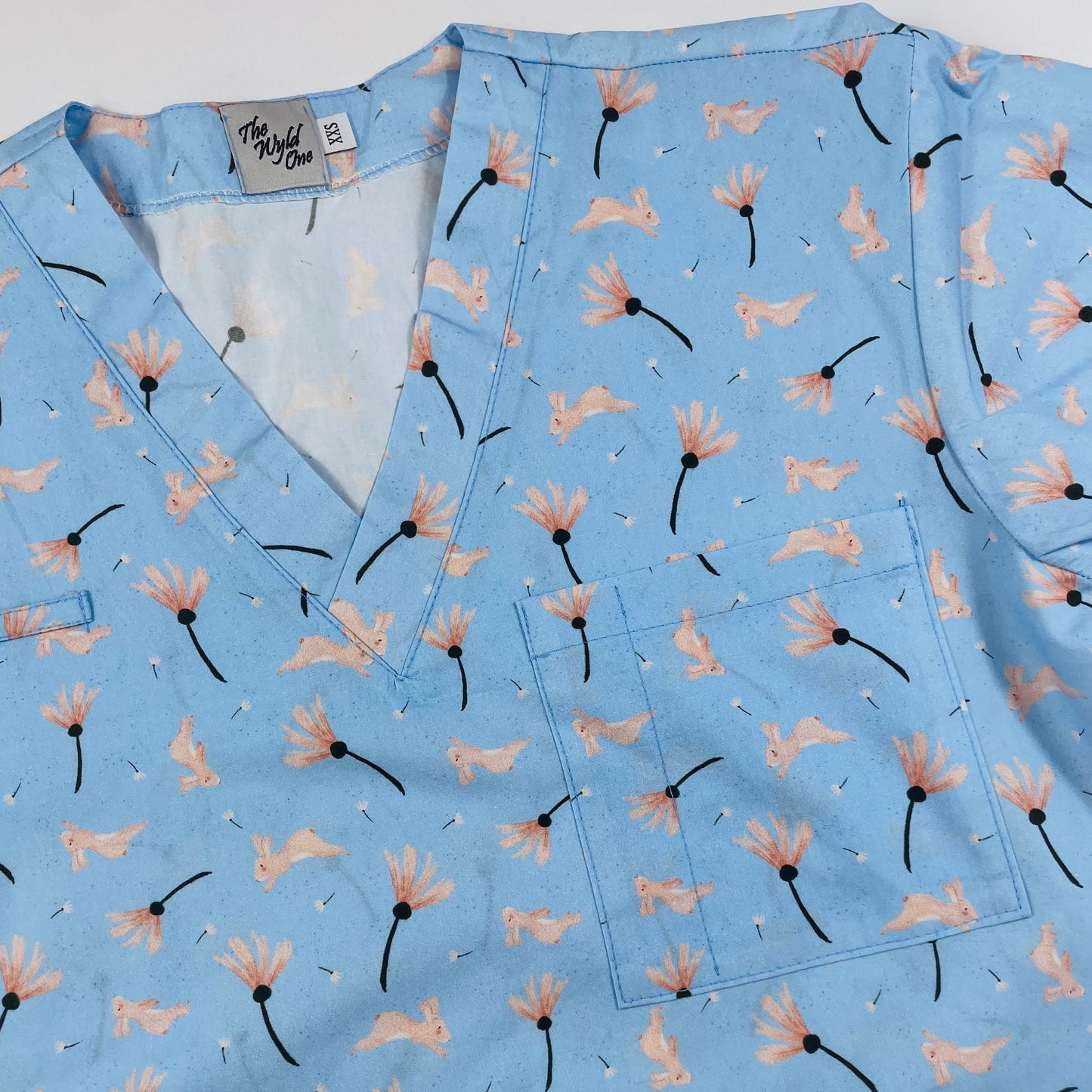 Bunny Breeze Fun Scrub Top - last one Relaxed fit XXS!