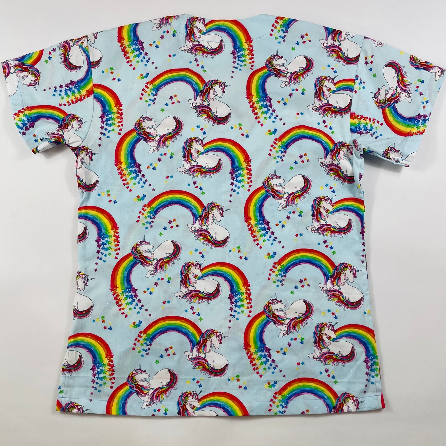 Unicorns & Rainbows Fun Scrub Top - last one Relaxed fit XXS!