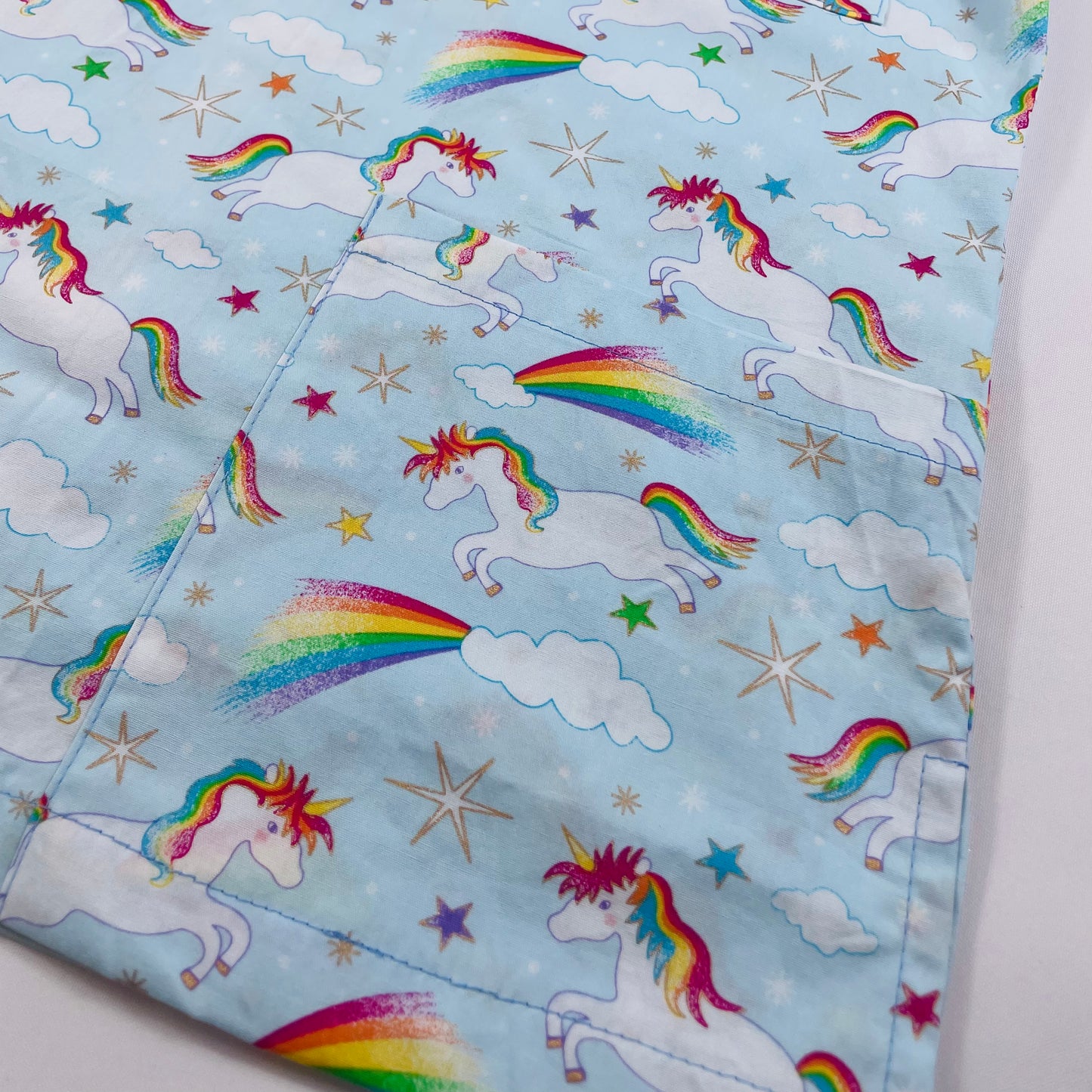 Unicorns & Rainbows with glitter Fun Scrub Top - last one Relaxed fit XXS!