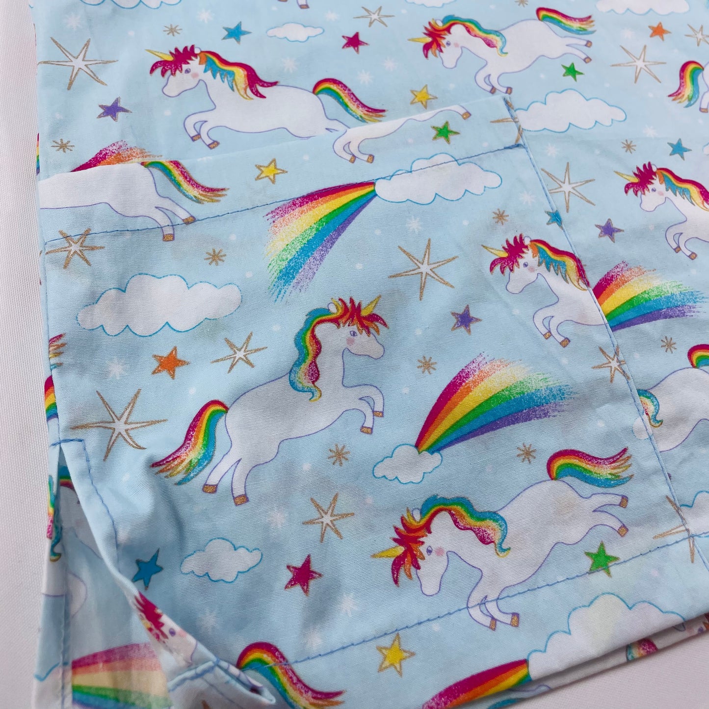 Unicorns & Rainbows with glitter Fun Scrub Top - last one Relaxed fit XXS!