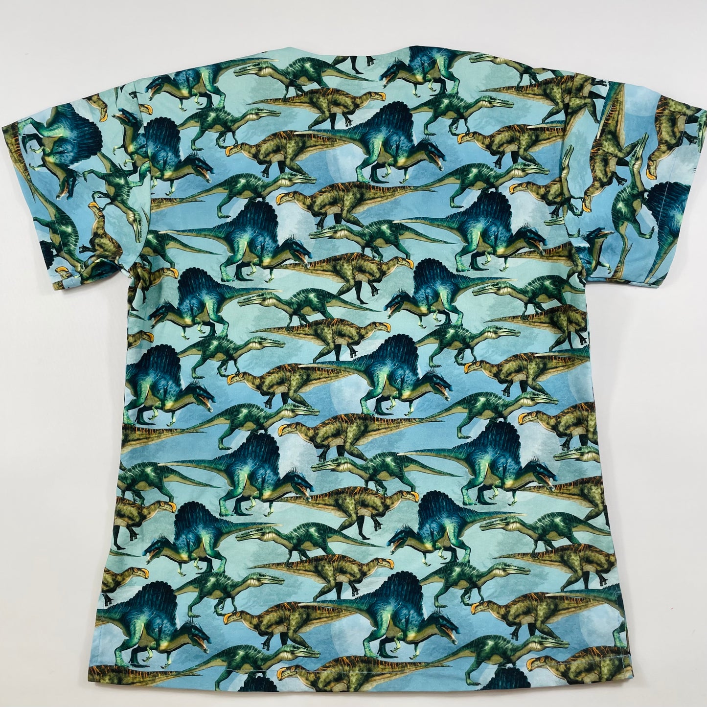 Dinos on Blue Fun Scrub Top - last one Relaxed fit XS!