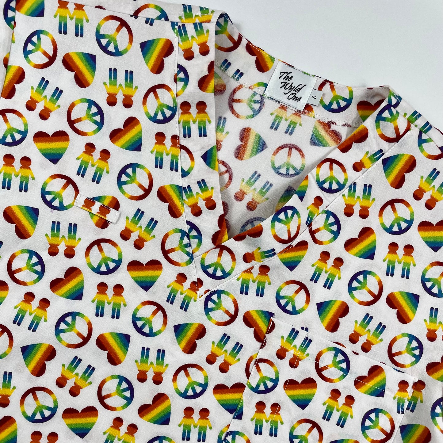 Peace and love Fun Scrub Top - last one size S!