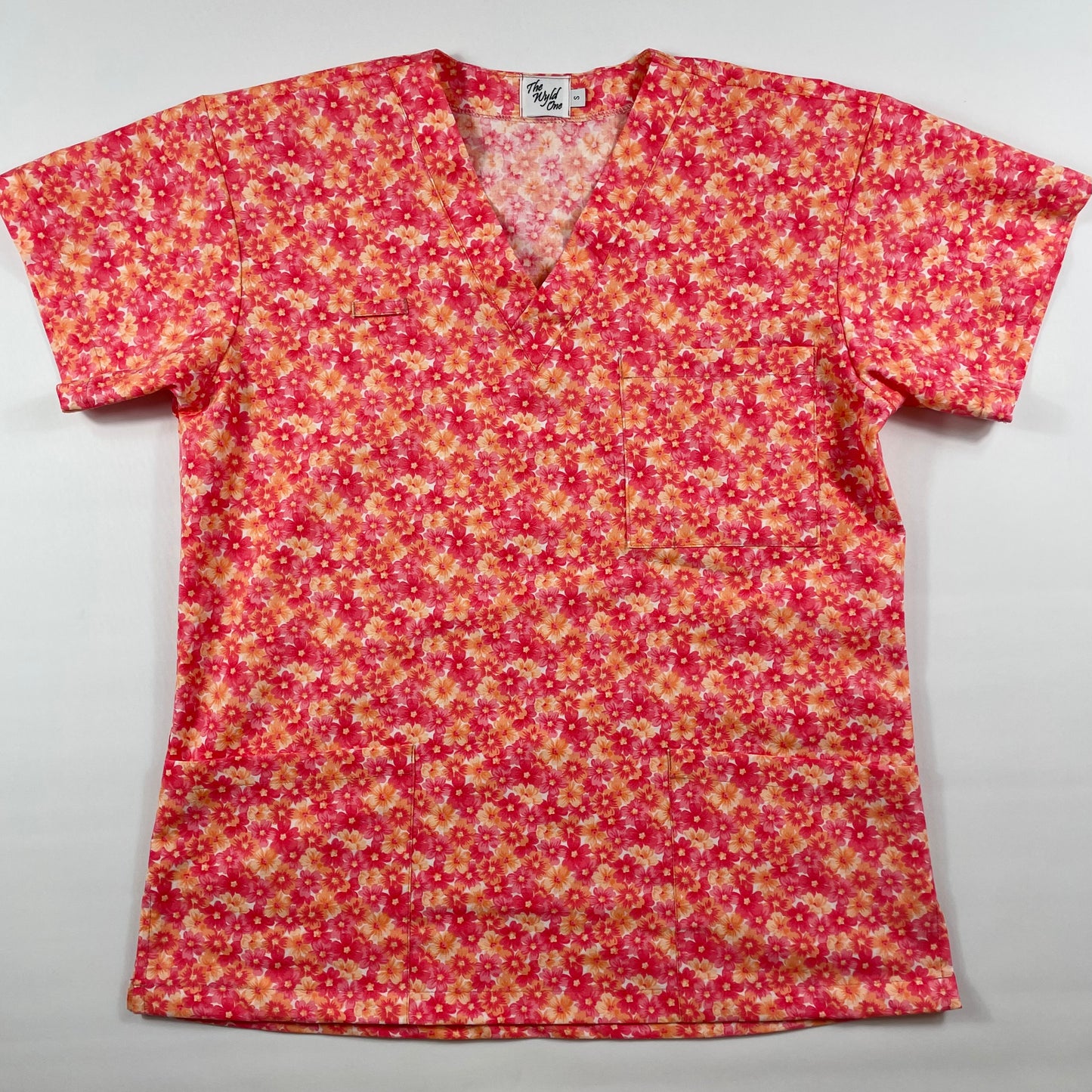 Sweet florals Fun Scrub Top - last one size S!