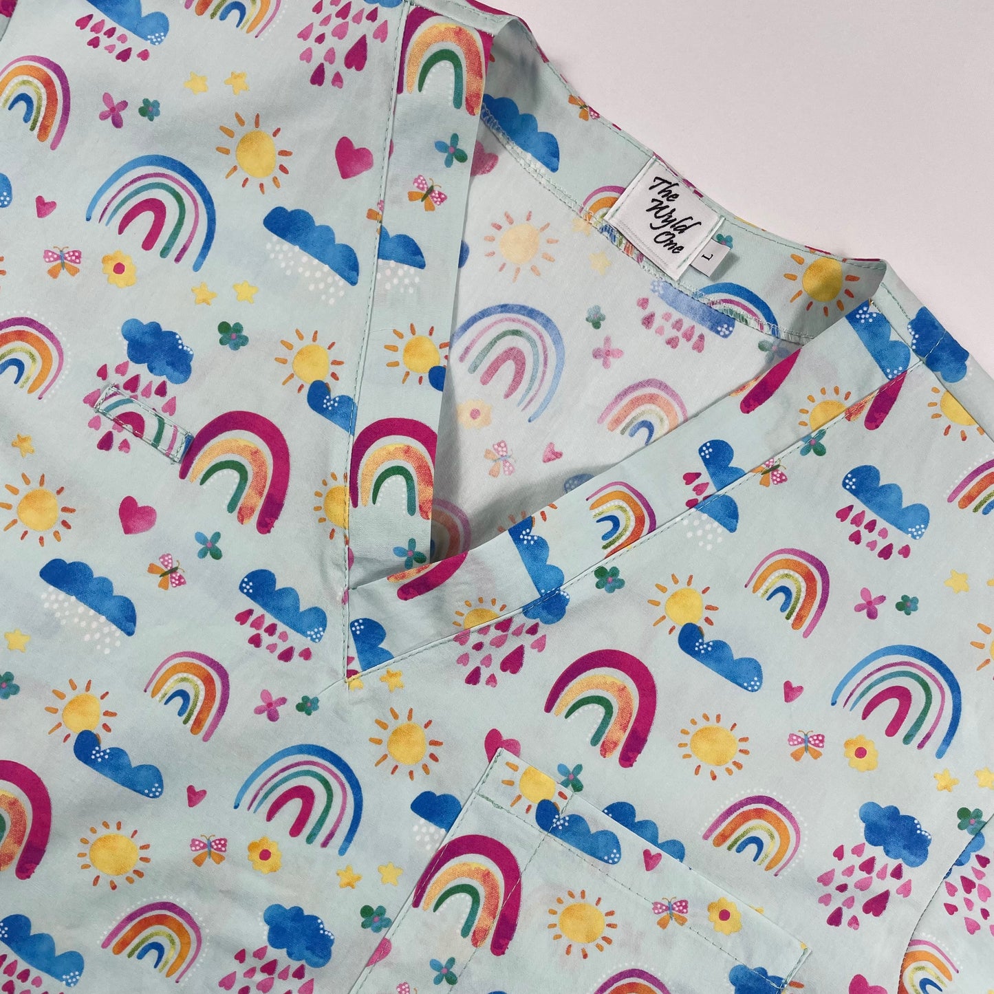 Raining Hearts Fun Scrub Top - last sizes relaxed fit XS & Princess seam 12!