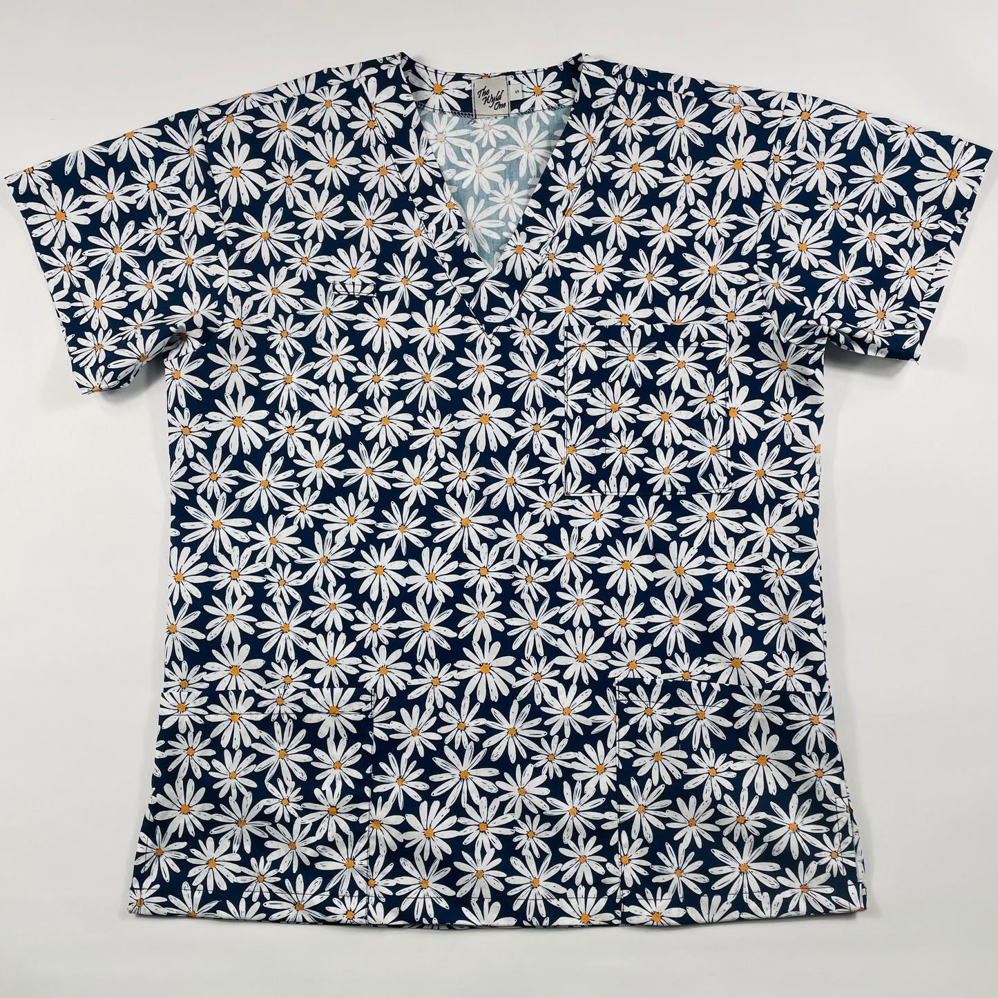 White Daises Fun Scrub Top
