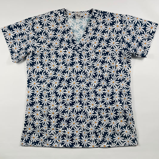 White Daises Fun Scrub Top